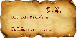 Ditrich Miklós névjegykártya